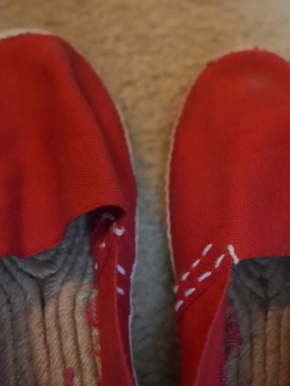 Red Canvas Classic Flat Espadrilles Jute Sole Slip On Shoes Size 39 / US 8